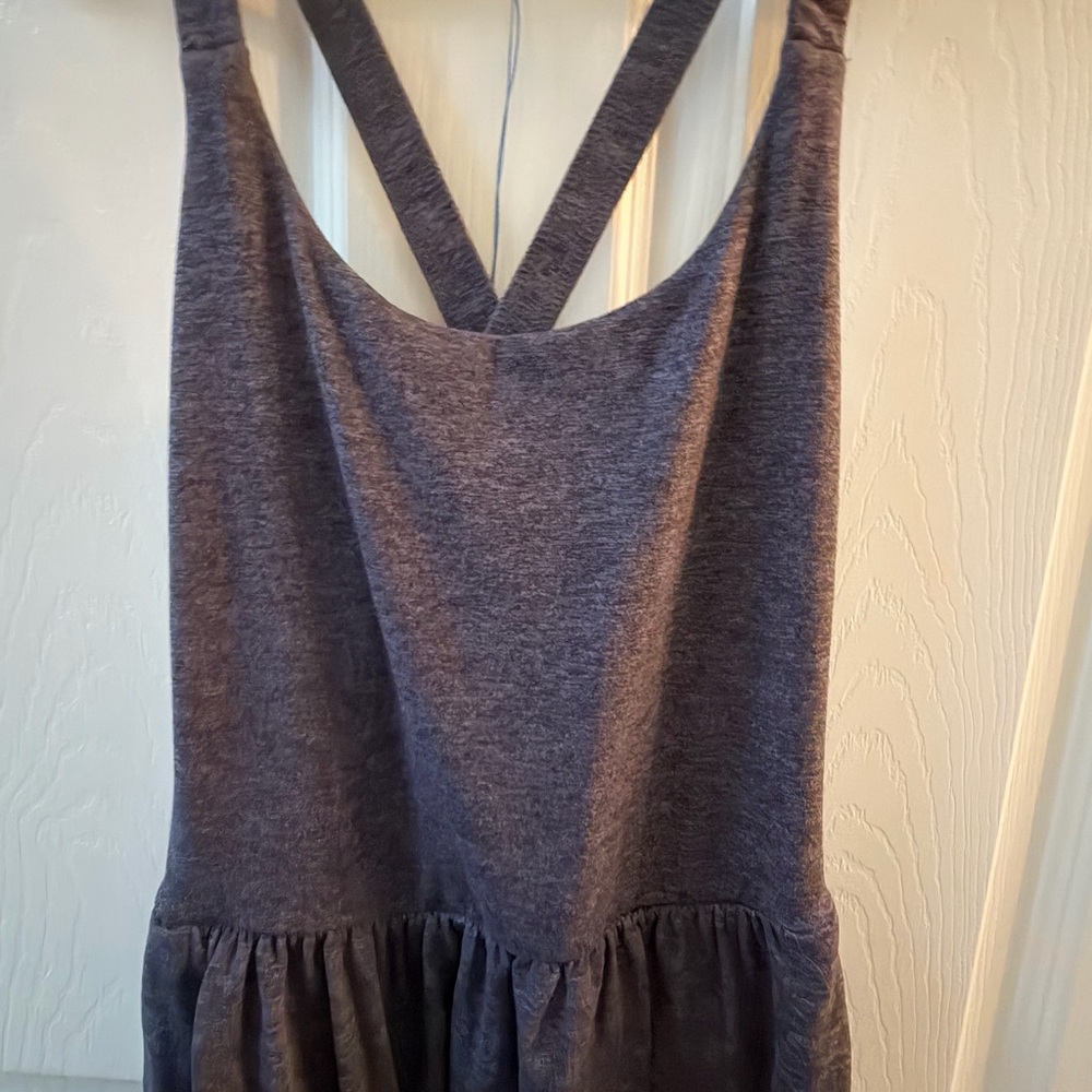 Casual Heather Navy Blue Women's Jumpsuit with Gathered Waist - Picture 2 of 3